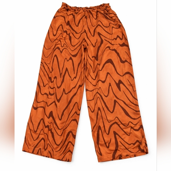 Anthropologie Abstract Marble Print Wide Leg Pull On Pants Boho Resort Small - Picture 3 of 8